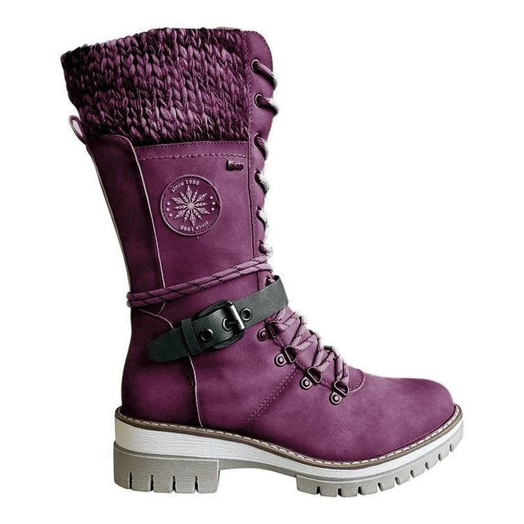 Damen Stiefel | wadenhohe Ausführung mit Schnürung und Reißverschluss