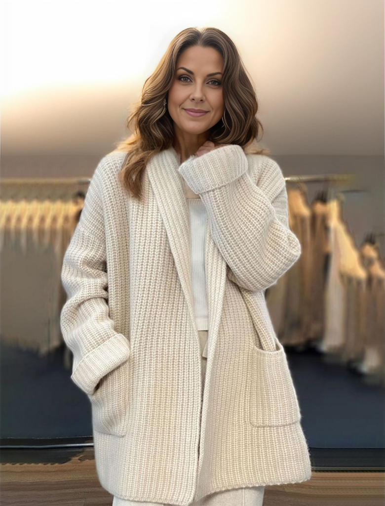 Damen Strickjacke | Lange Form mit strukturierter Oberfläche