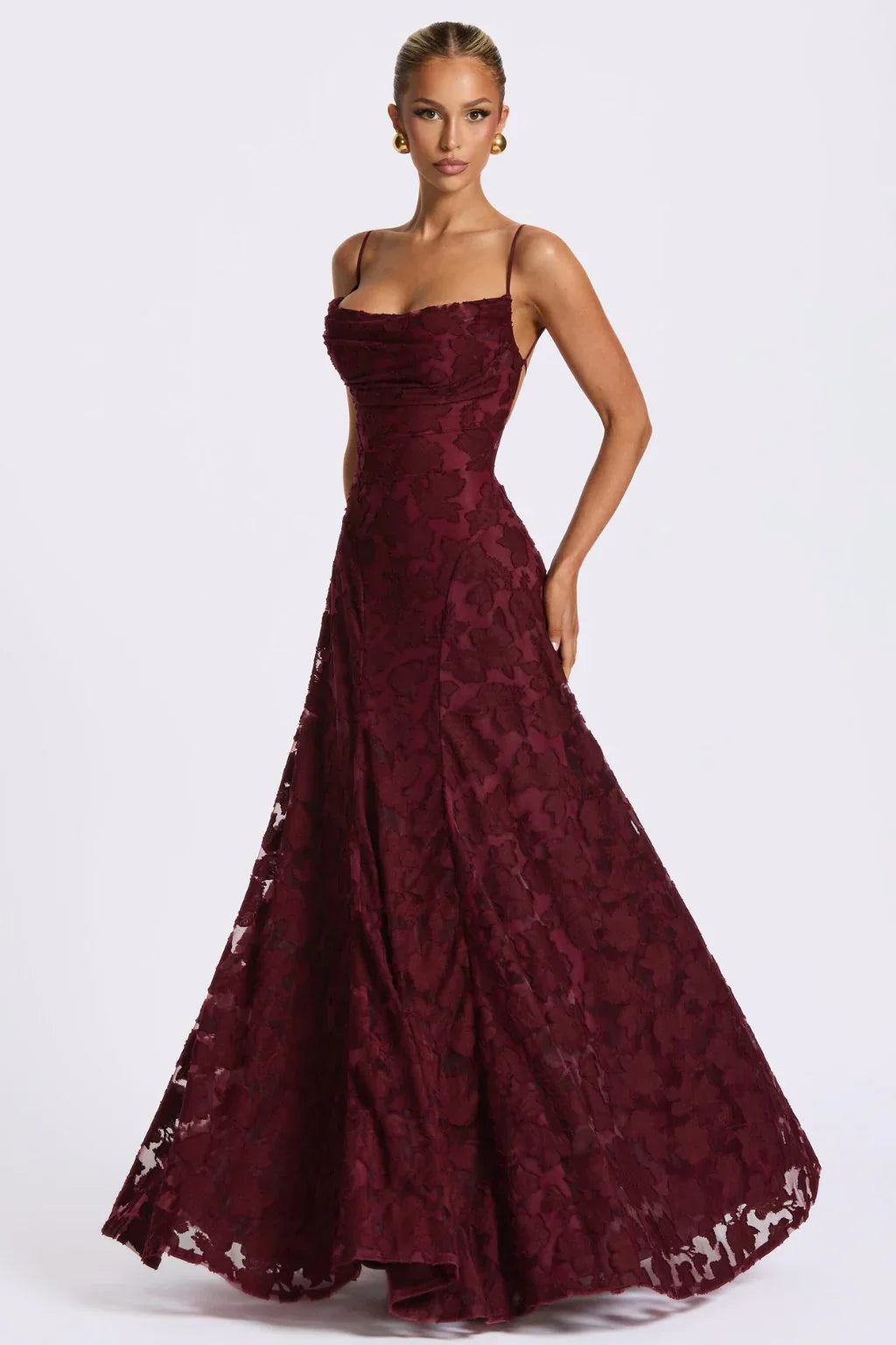 Damen Kleid Maxi | Schmale Träger und figurbetontes Oberteil