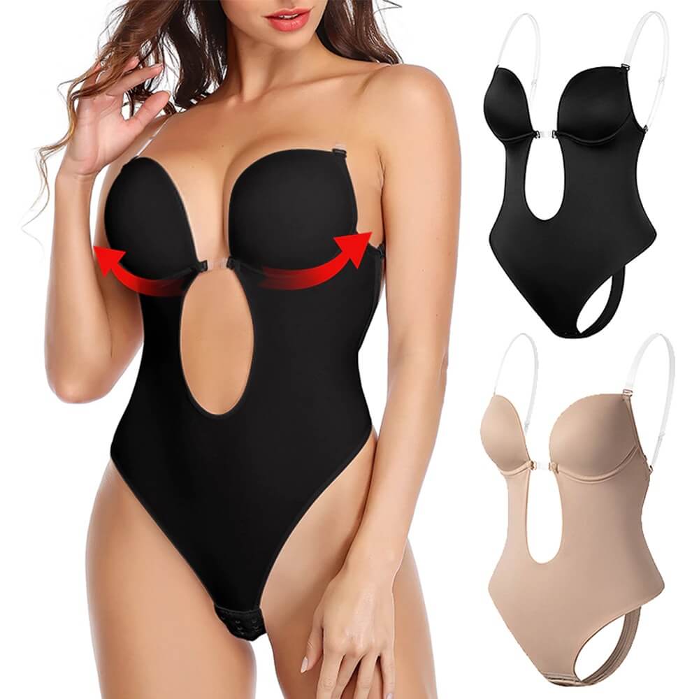 Damen Body Shaper | trägerlos mit tiefem V-Ausschnitt offen