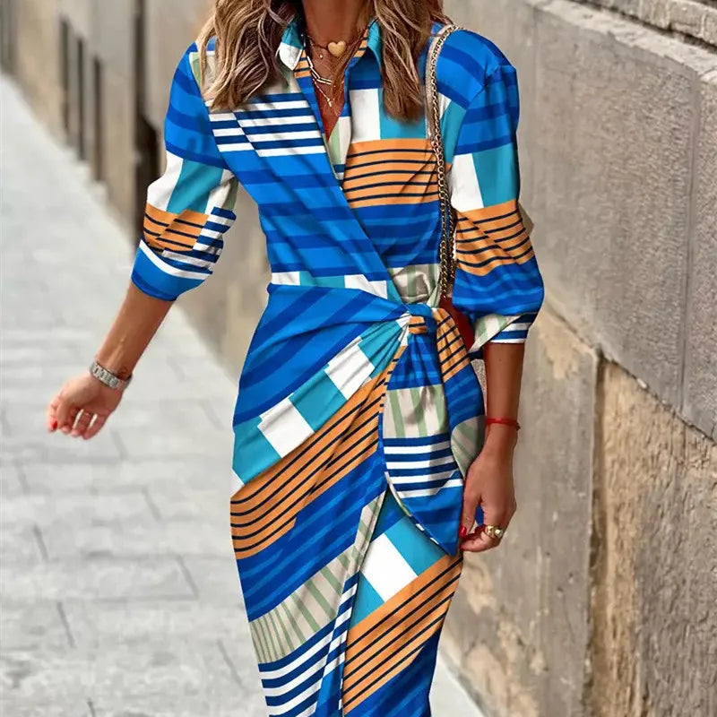 Damenkleid | Wickel-Ausführung mit Ärmeln