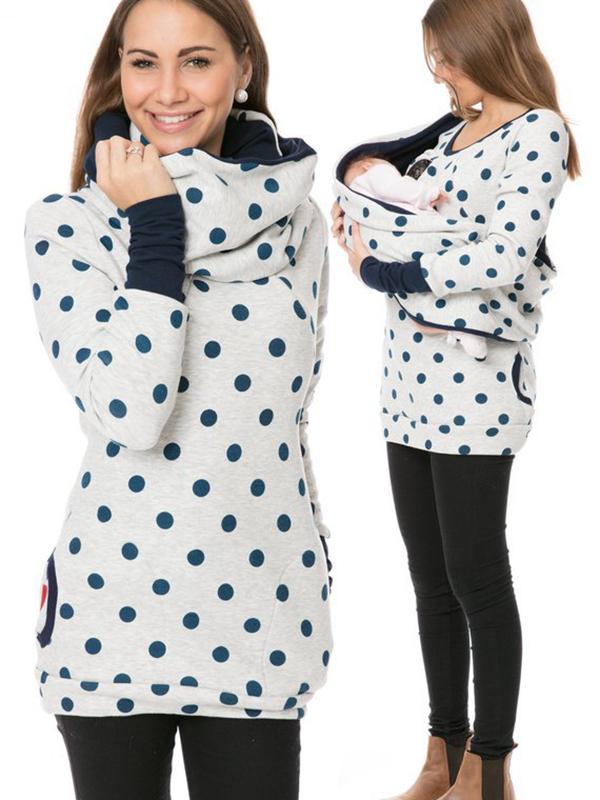 Stilloberteil Damen | Punktmuster mit Fronttasche