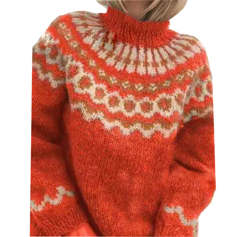 Damen Pullover | Rollkragen mit umlaufendem Strickmuster