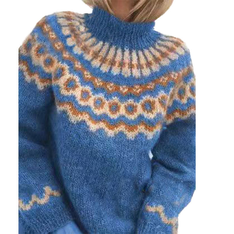 Damen Pullover | Rollkragen mit umlaufendem Strickmuster