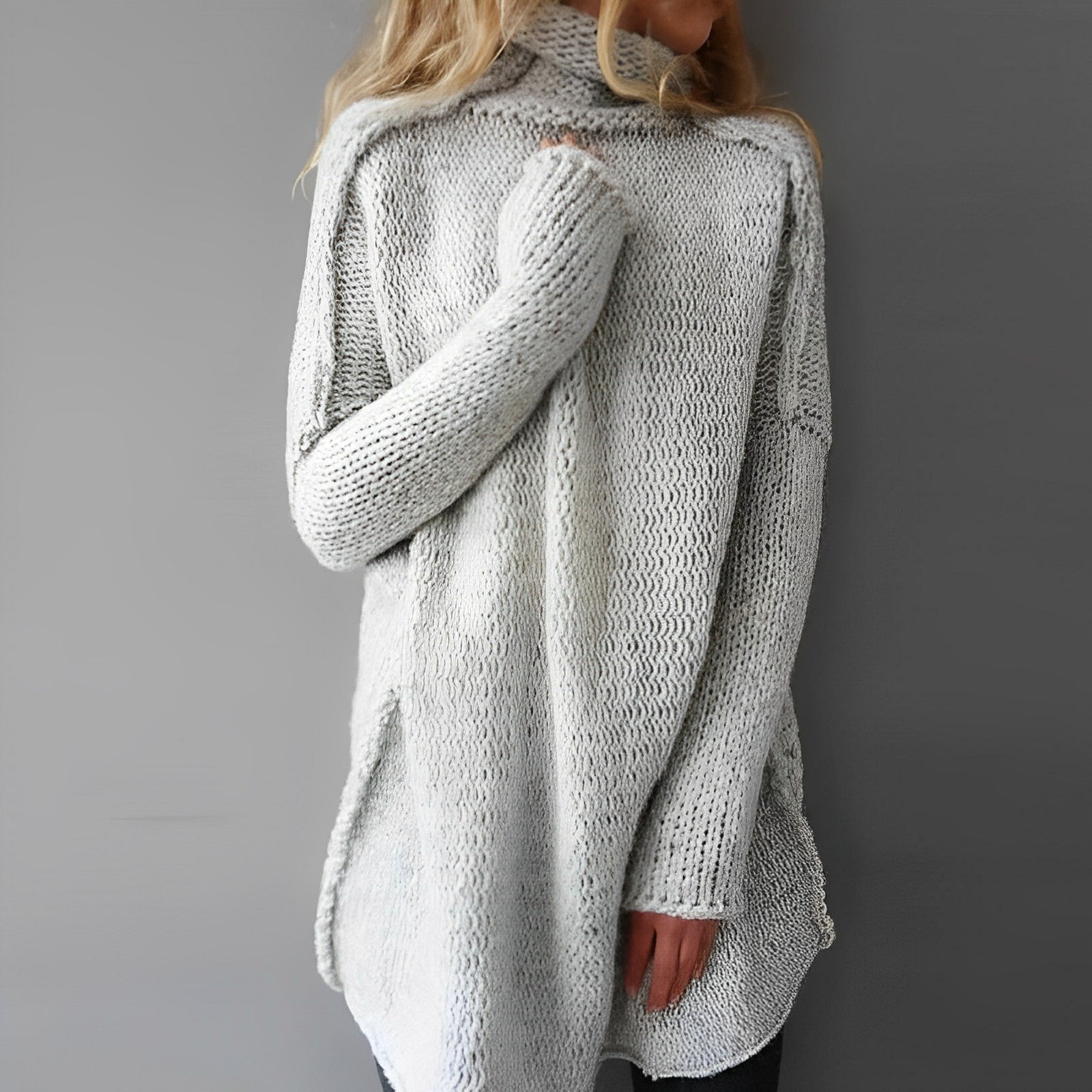 Pullover Damen | Stehkragen mit verlängerter Strickform