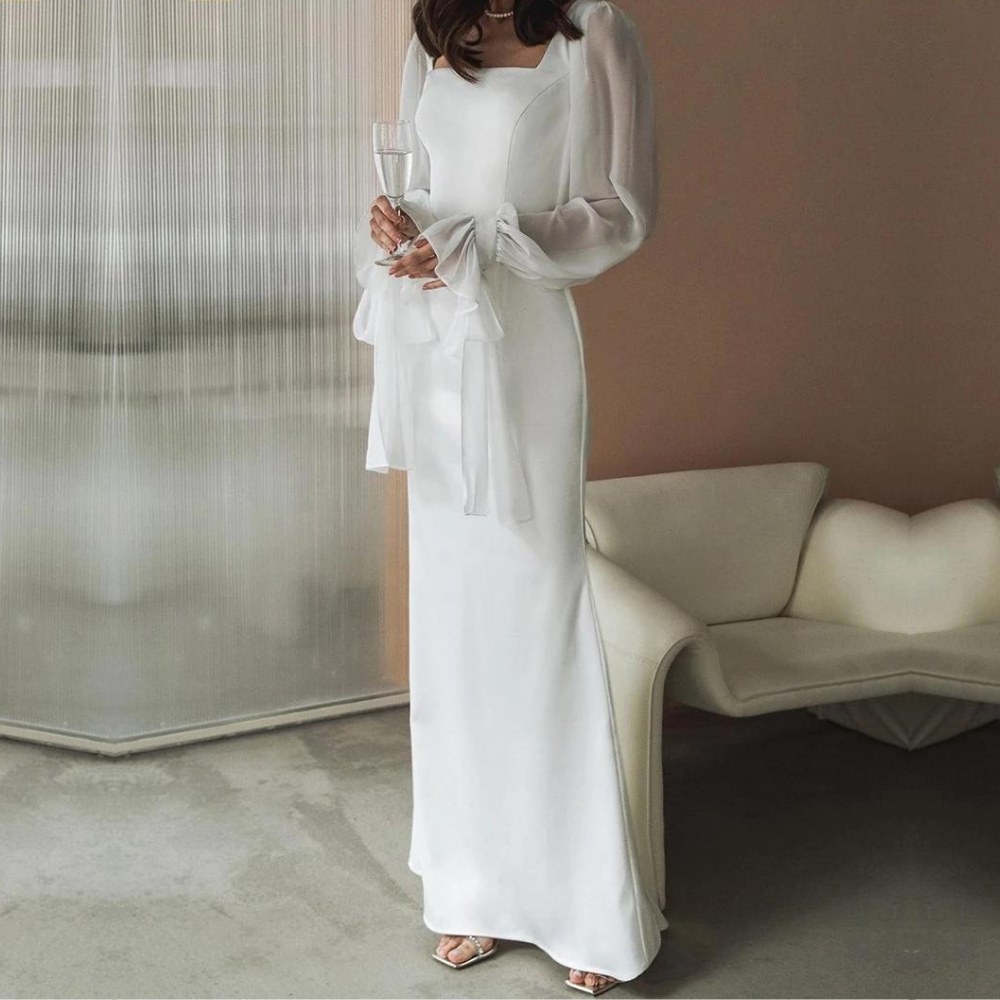 Damenkleid | Maxi-Ausführung mit langen Ärmeln