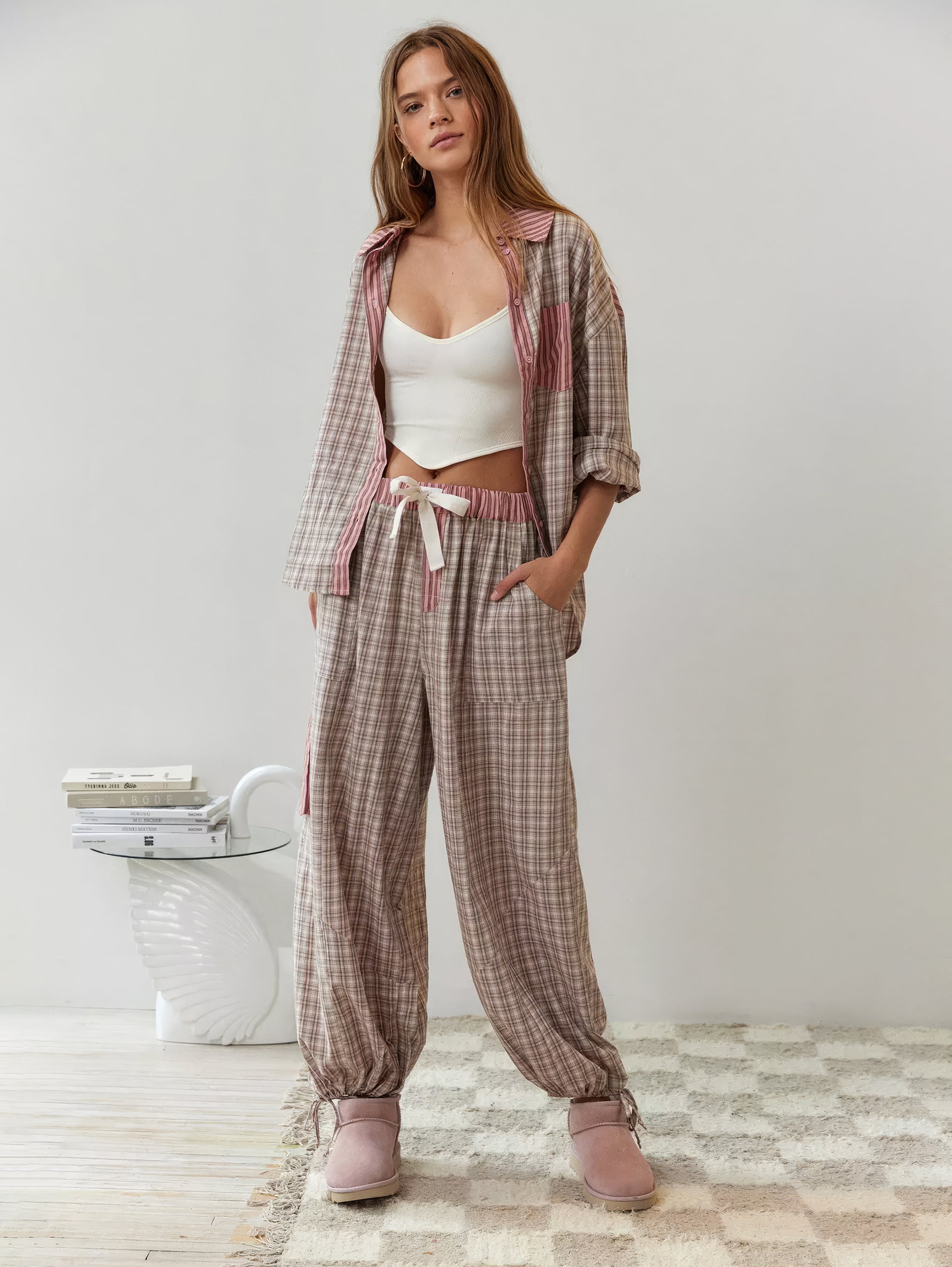 Set Damen | Zweiteiliges Nachtwäsche-Set mit glatter Form