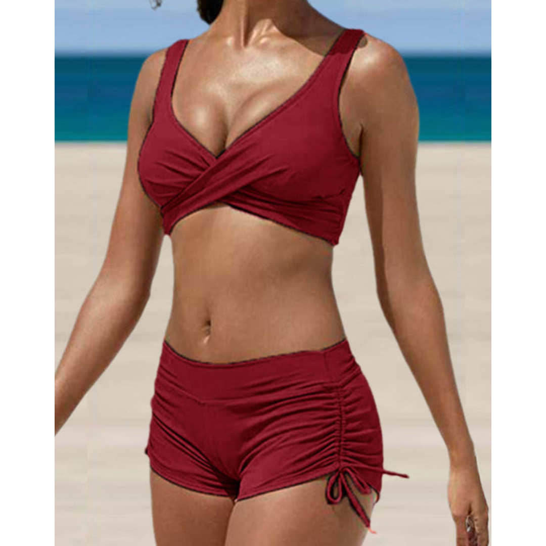 Damen Bikini | Zweiteilig mit Trägeroberteil und kurzer Hosenform