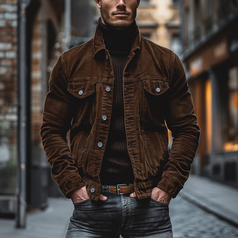 Herren Jacke | Brusttaschen mit Knopfleiste und Kurzschnitt
