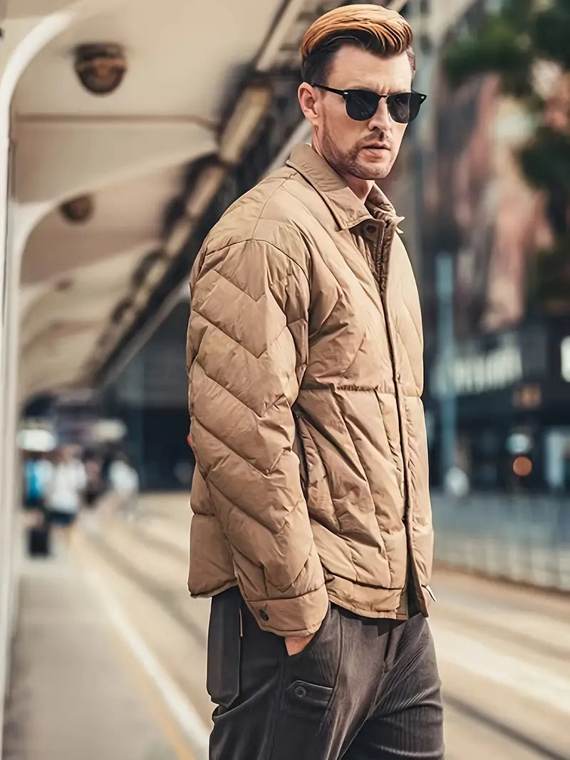 Herren Jacke | Steppmuster mit Druckknöpfen und Umlegekragen