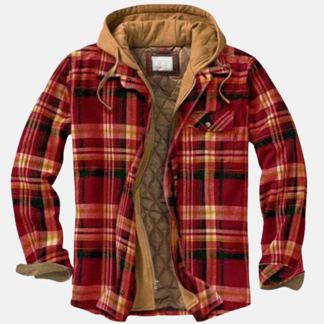 Herren Hemdjacke | Karostruktur mit Kapuze und Knopfleiste