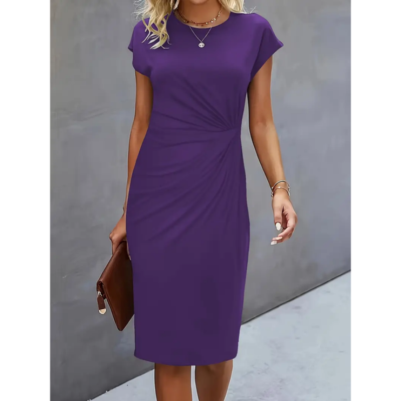Damen Kleid | mittellange Form mit kurzen Ärmeln und klarer Silhouette