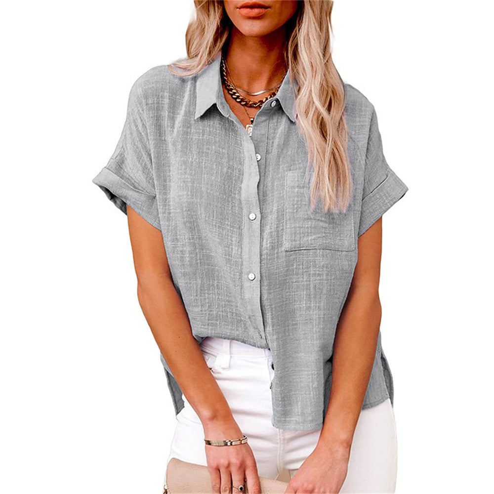 Damen Bluse | Knopfleiste mit Kragen und Brusttasche