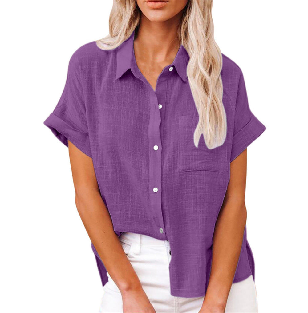 Damen Bluse | Knopfleiste mit Kragen und Brusttasche