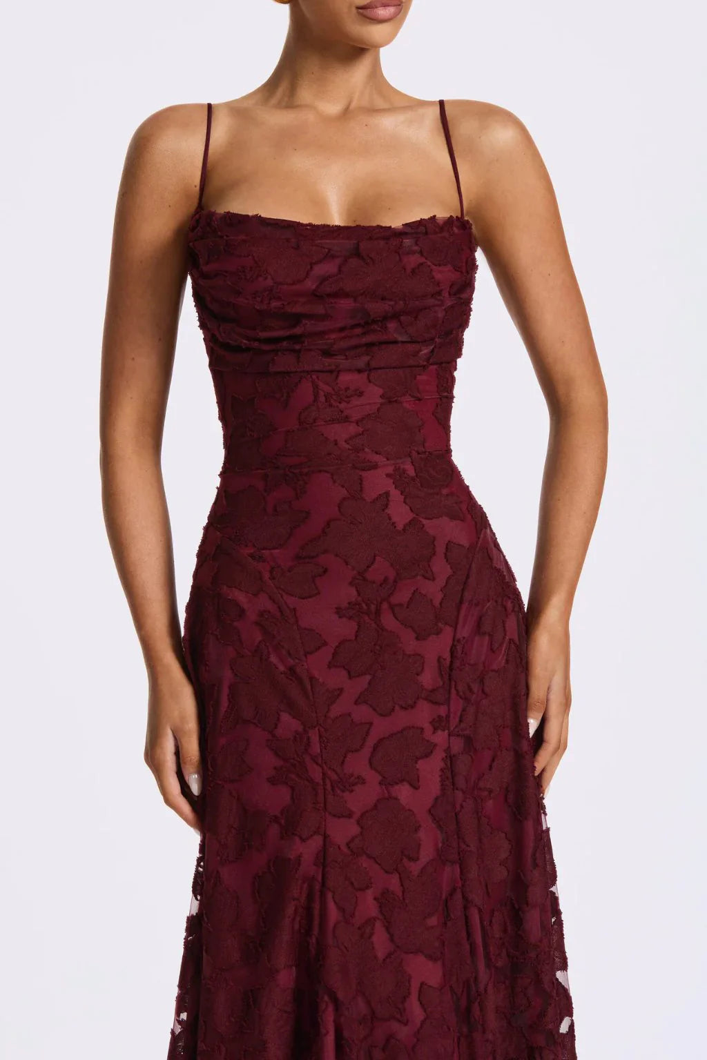 Damen Kleid Maxi | Schmale Träger und figurbetontes Oberteil