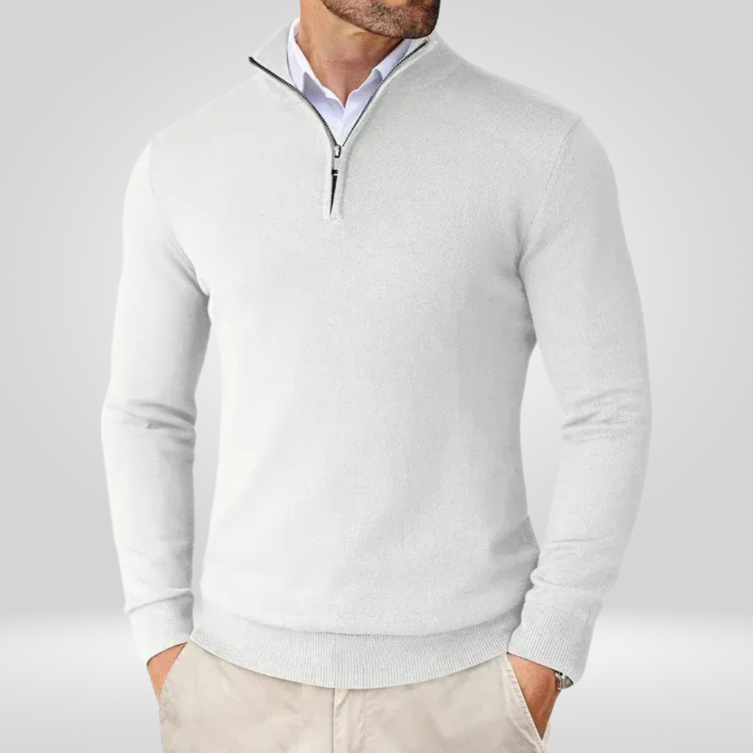 Herren Pullover | Slim Fit mit Stehkragen und Reißverschluss