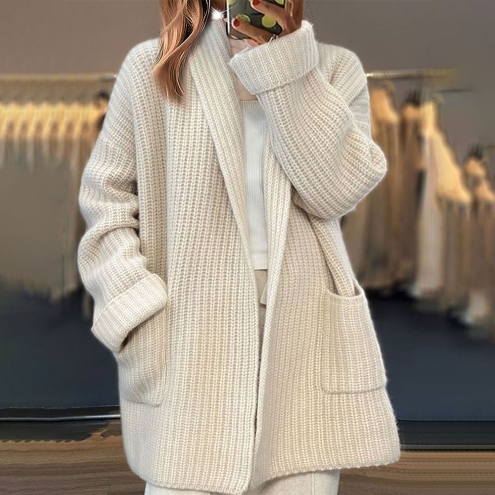 Damen Strickjacke | Lange Form mit strukturierter Oberfläche