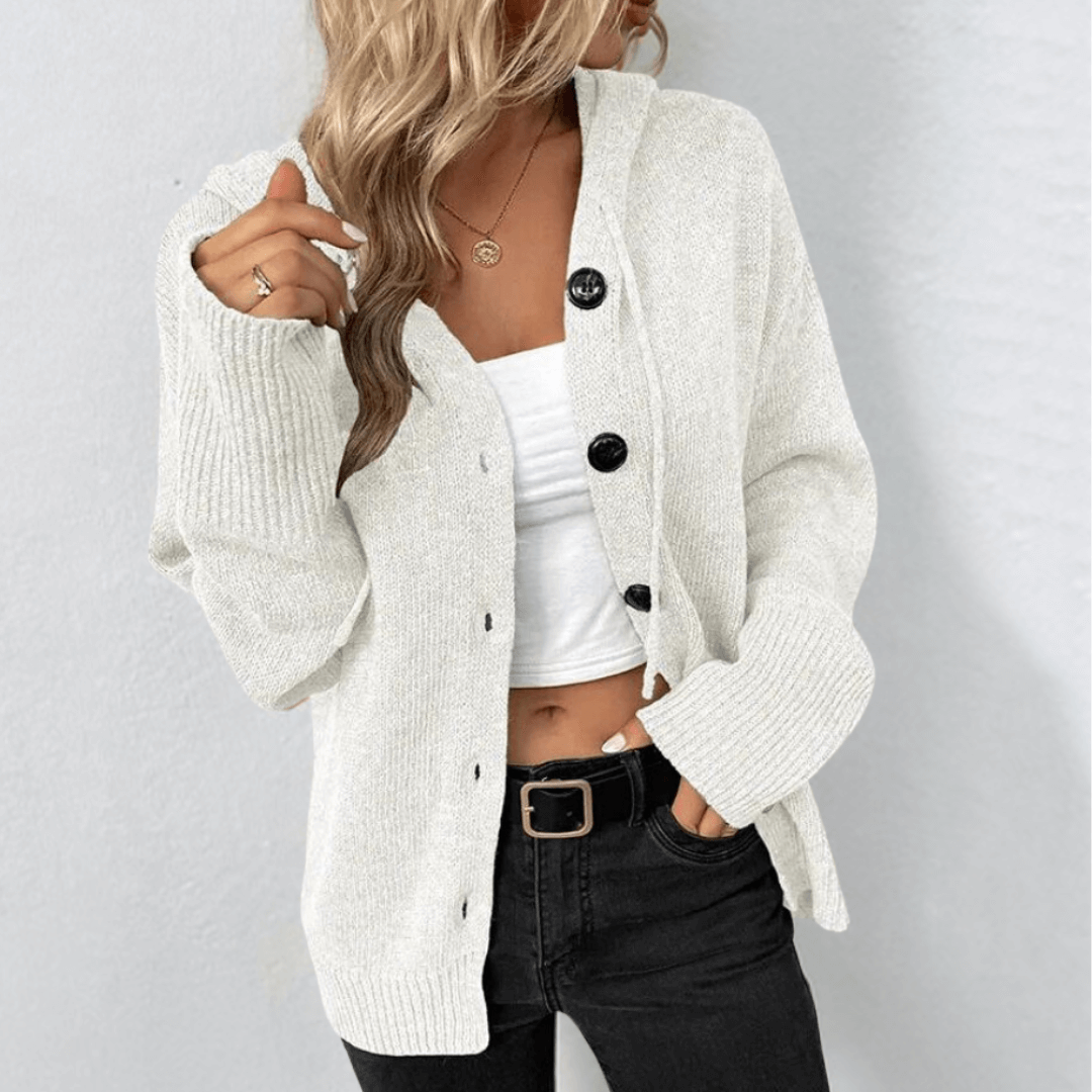 Damen Strickjacke | knöpfbare Front mit gerader Saumkante