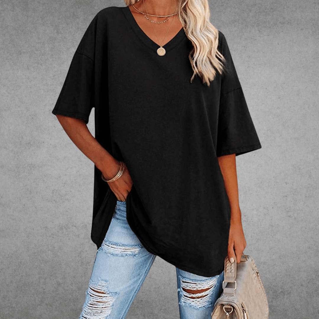 Damen T-Shirt | V-Ausschnitt und lockerer Schnitt