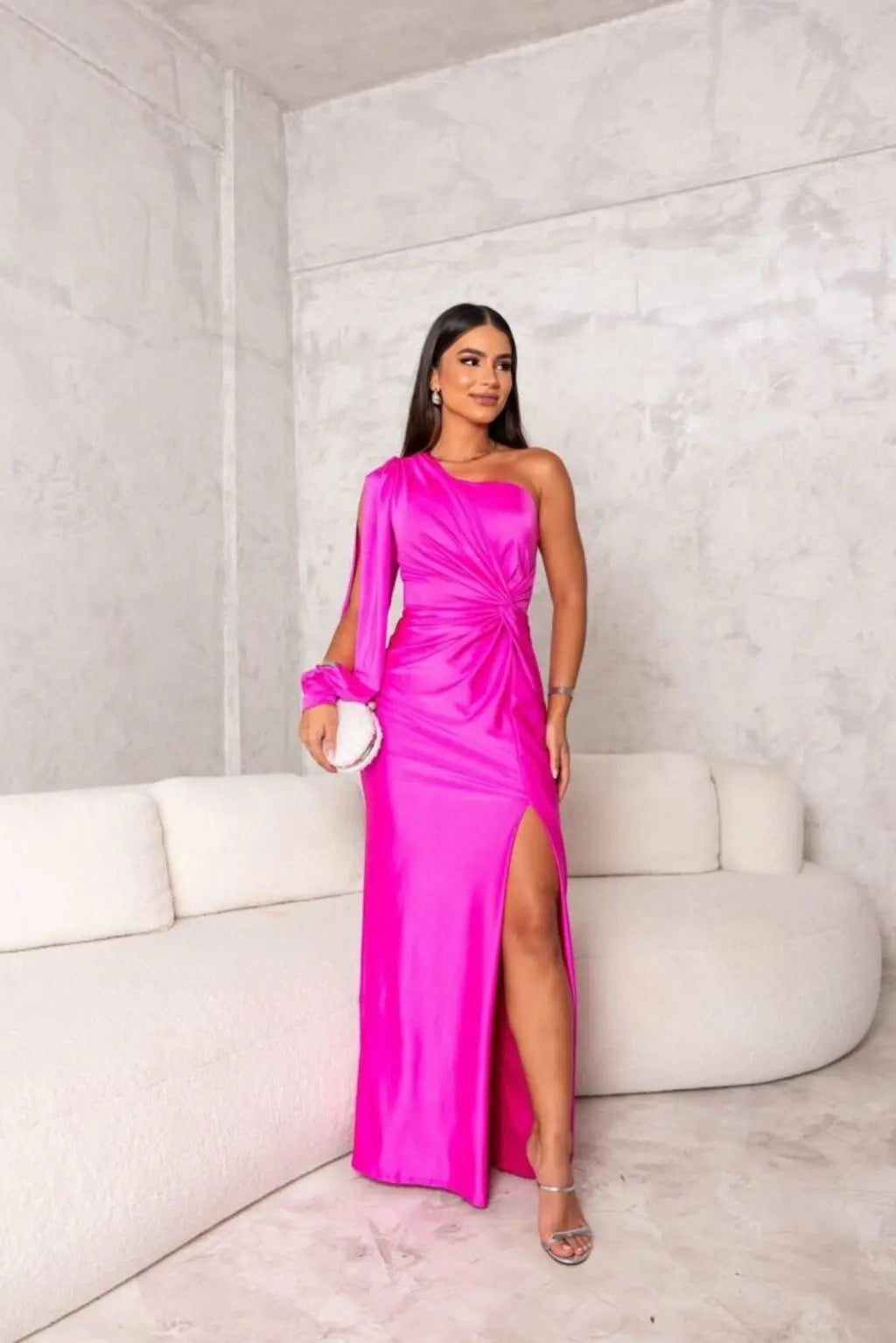 Kleid Damen | One-Shoulder mit Drapierung