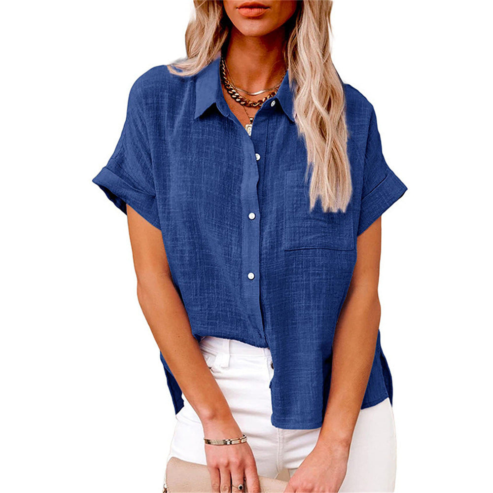 Damen Bluse | Knopfleiste mit Kragen und Brusttasche