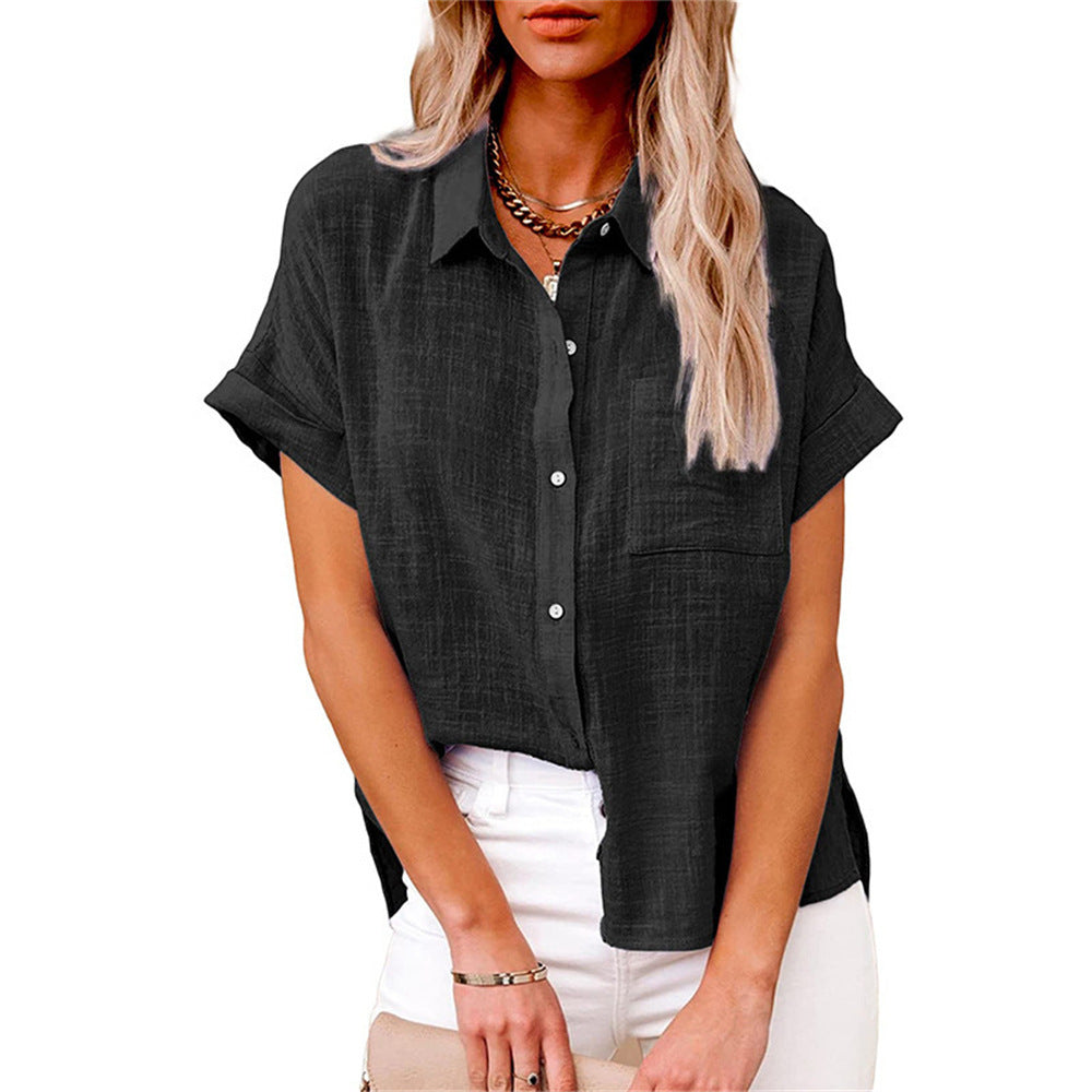 Damen Bluse | Knopfleiste mit Kragen und Brusttasche