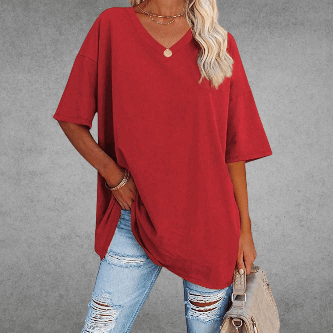 Damen T-Shirt | V-Ausschnitt und lockerer Schnitt