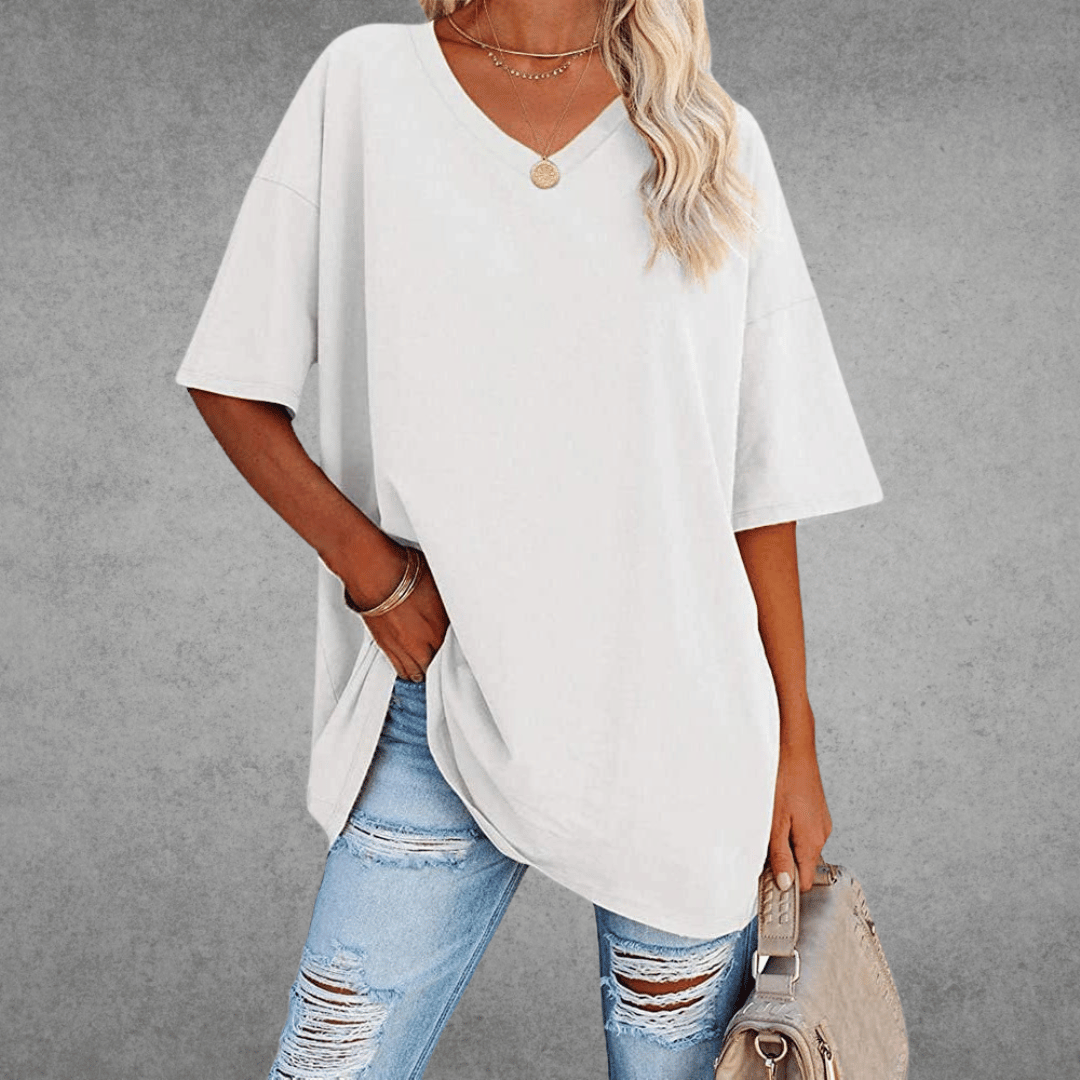 Damen T-Shirt | V-Ausschnitt und lockerer Schnitt