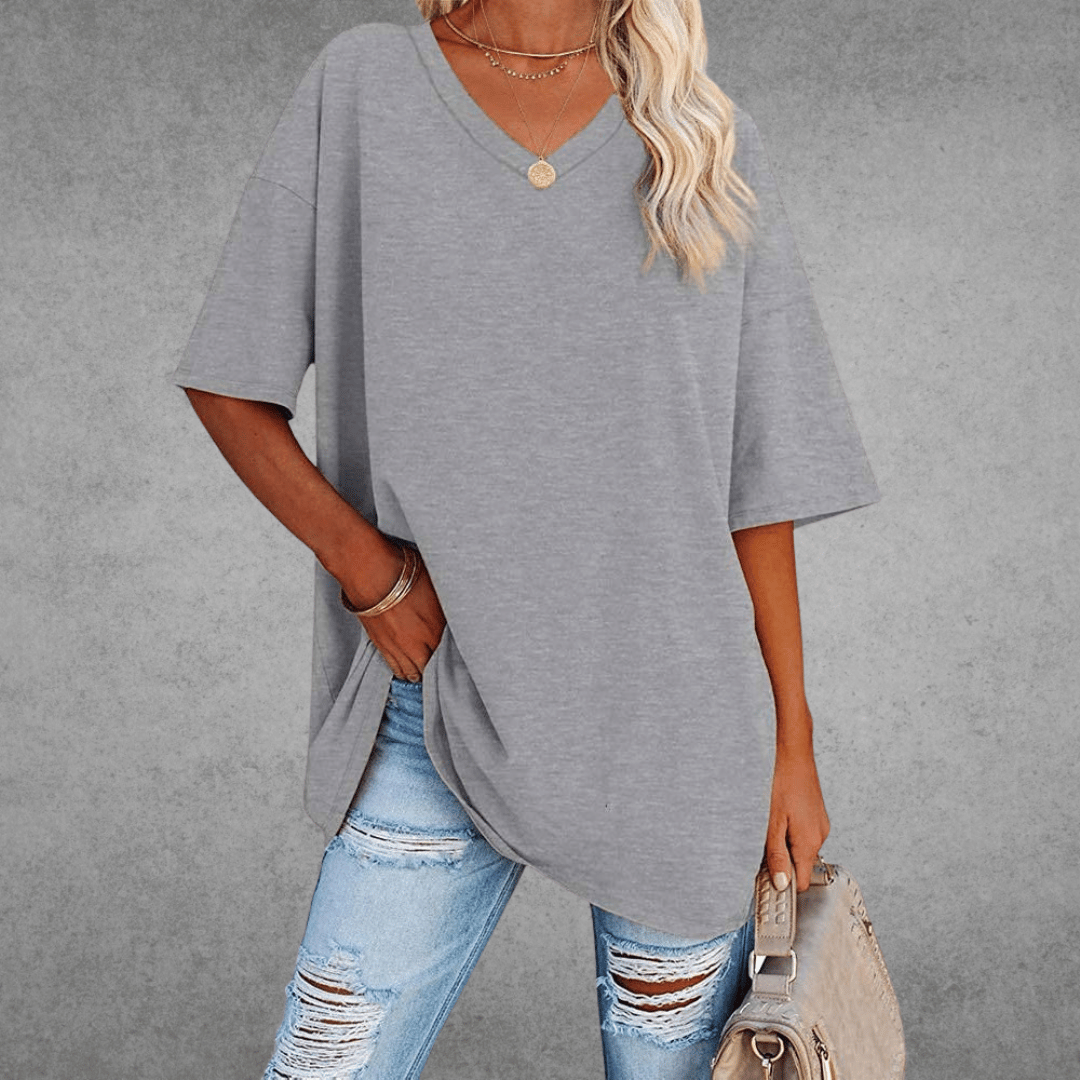 Damen T-Shirt | V-Ausschnitt und lockerer Schnitt