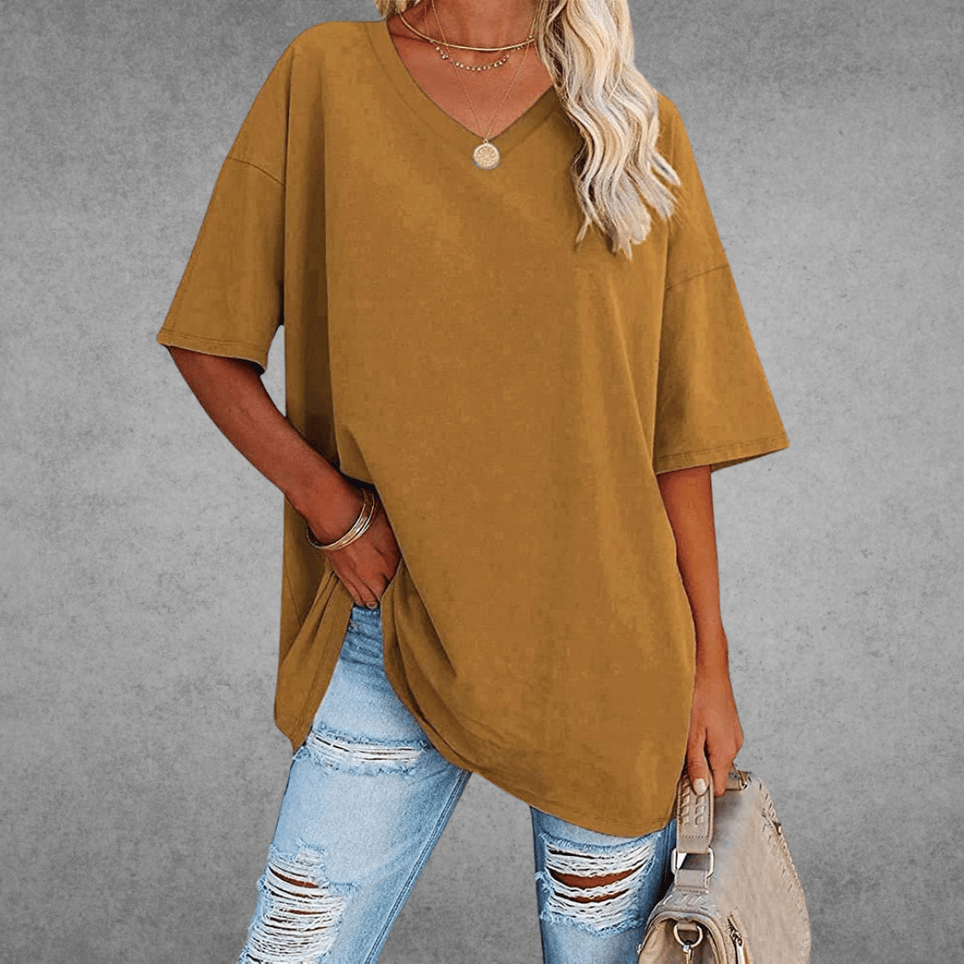 Damen T-Shirt | V-Ausschnitt und lockerer Schnitt