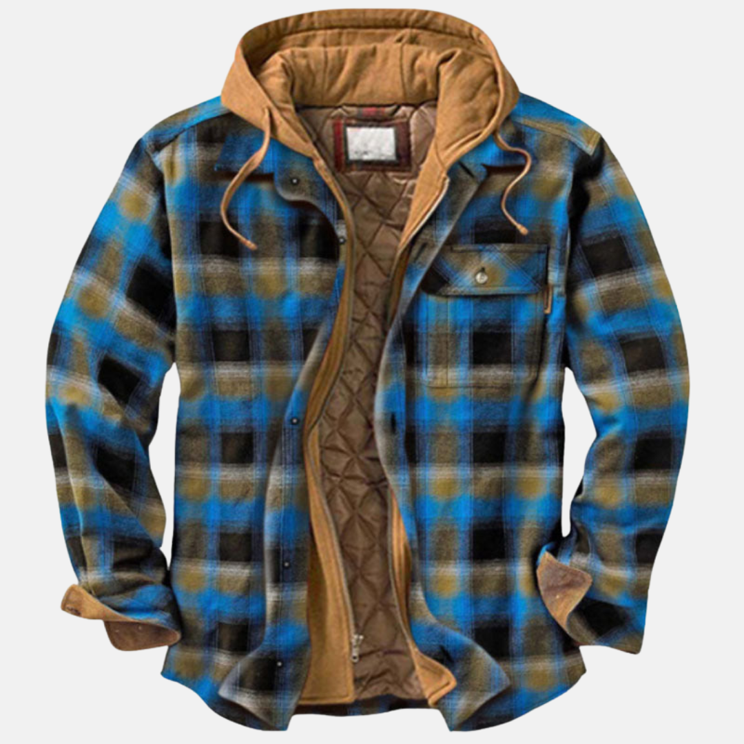 Herren Hemdjacke | Karostruktur mit Kapuze und Knopfleiste