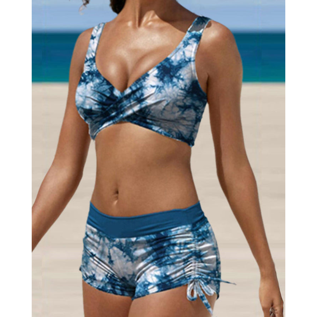 Damen Bikini | Zweiteilig mit Trägeroberteil und kurzer Hosenform