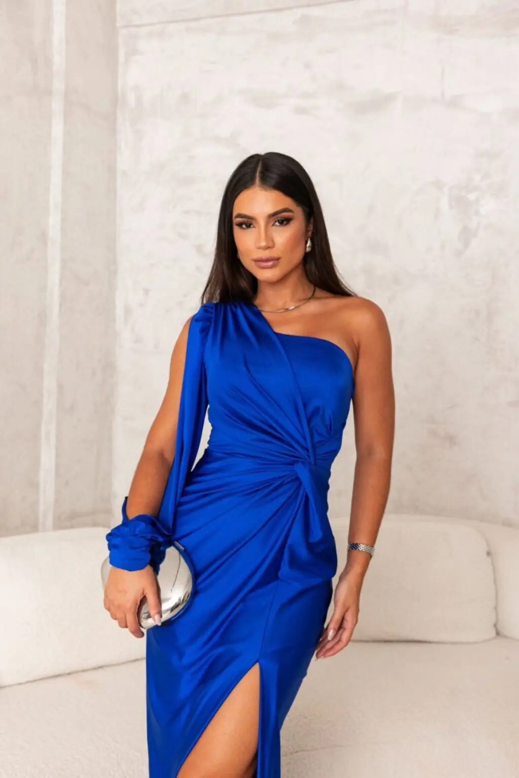 Kleid Damen | One-Shoulder mit Drapierung