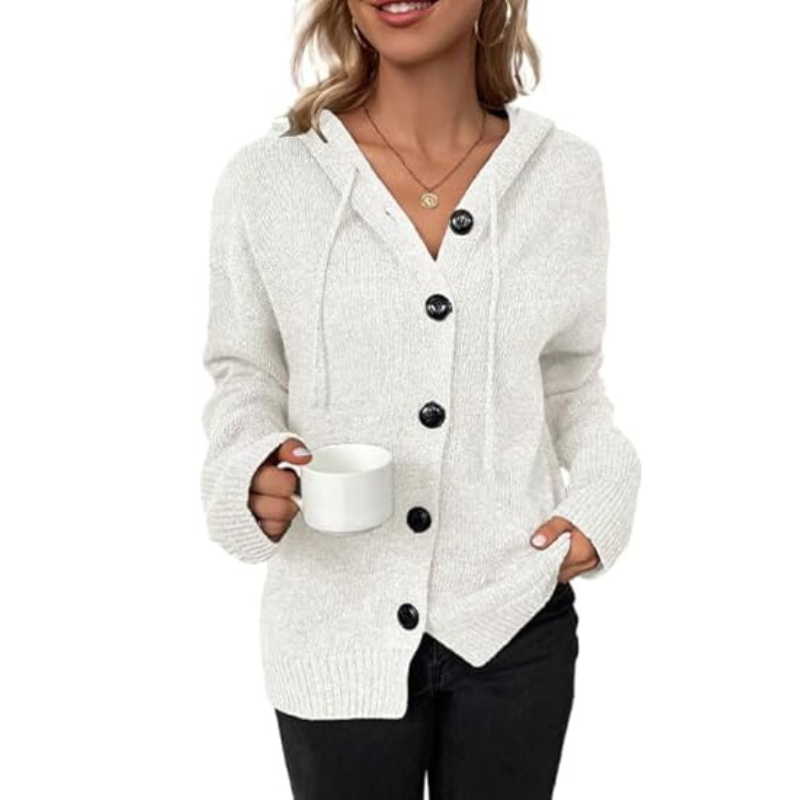 Damen Strickjacke | knöpfbare Front mit gerader Saumkante