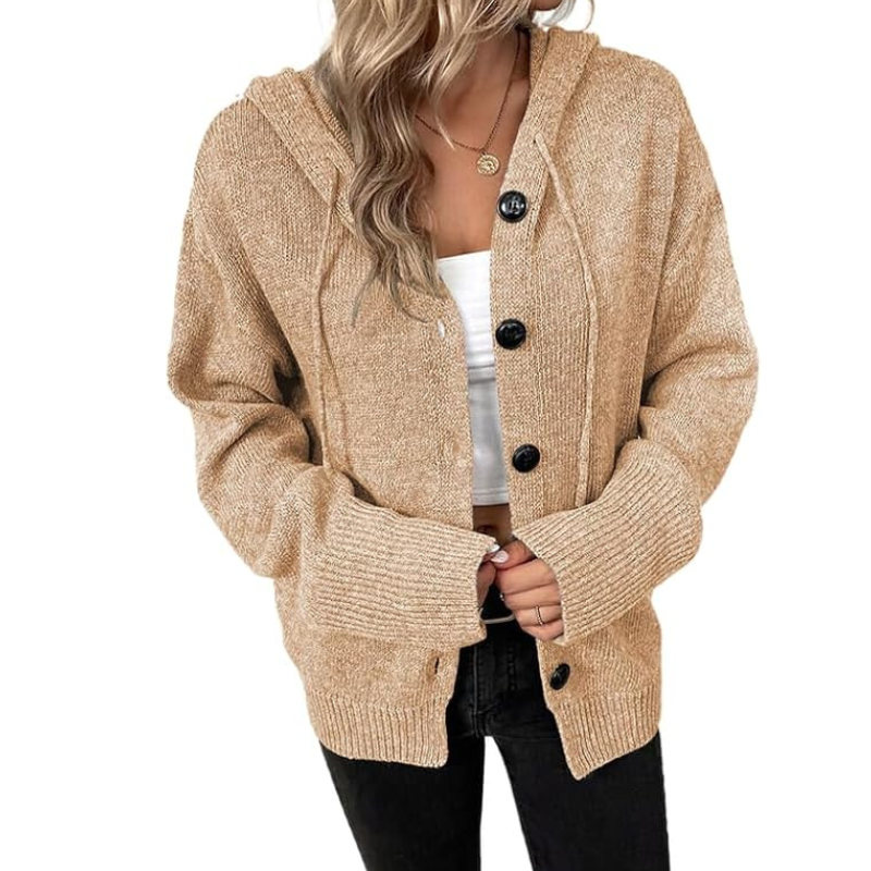 Damen Strickjacke | knöpfbare Front mit gerader Saumkante