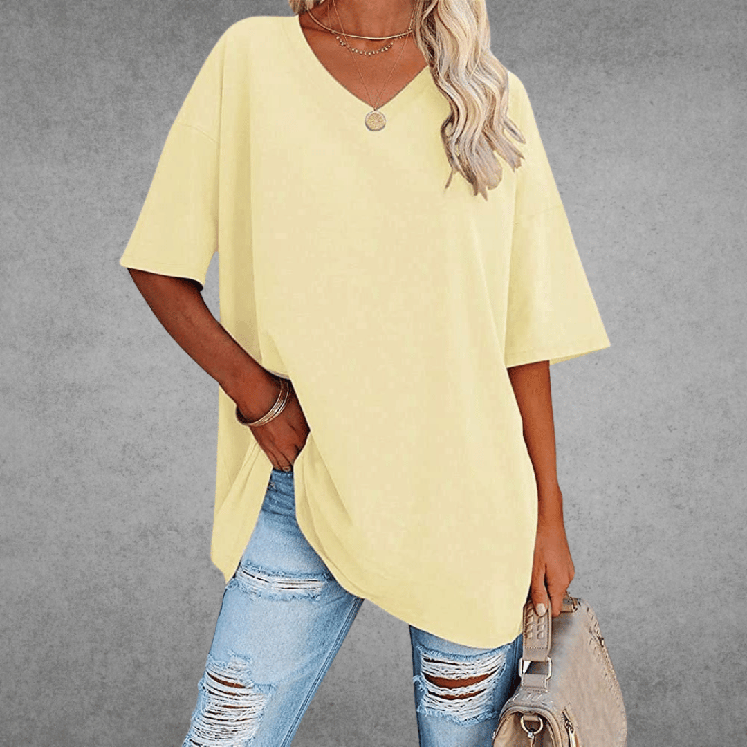 Damen T-Shirt | V-Ausschnitt und lockerer Schnitt