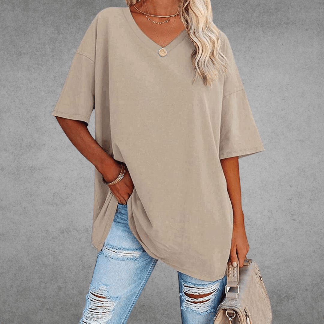 Damen T-Shirt | V-Ausschnitt und lockerer Schnitt