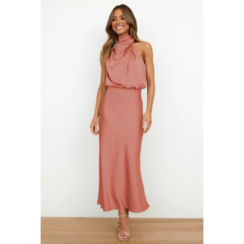 Damenkleid | Midi-Ausführung mit Halfter-Halsausschnitt