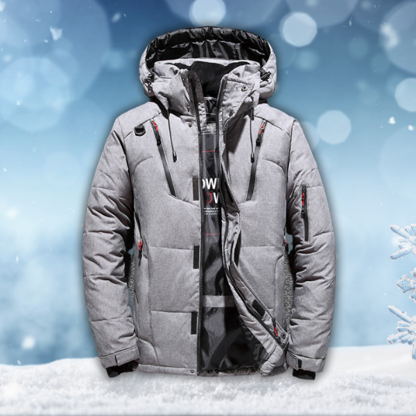 Herren Jacke | Kapuzenanbindung mit durchgehendem Verschluss