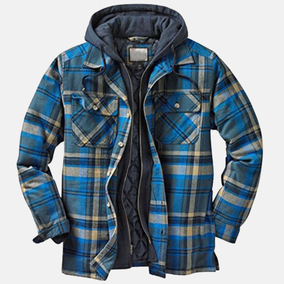Herren Hemdjacke | Karostruktur mit Kapuze und Knopfleiste