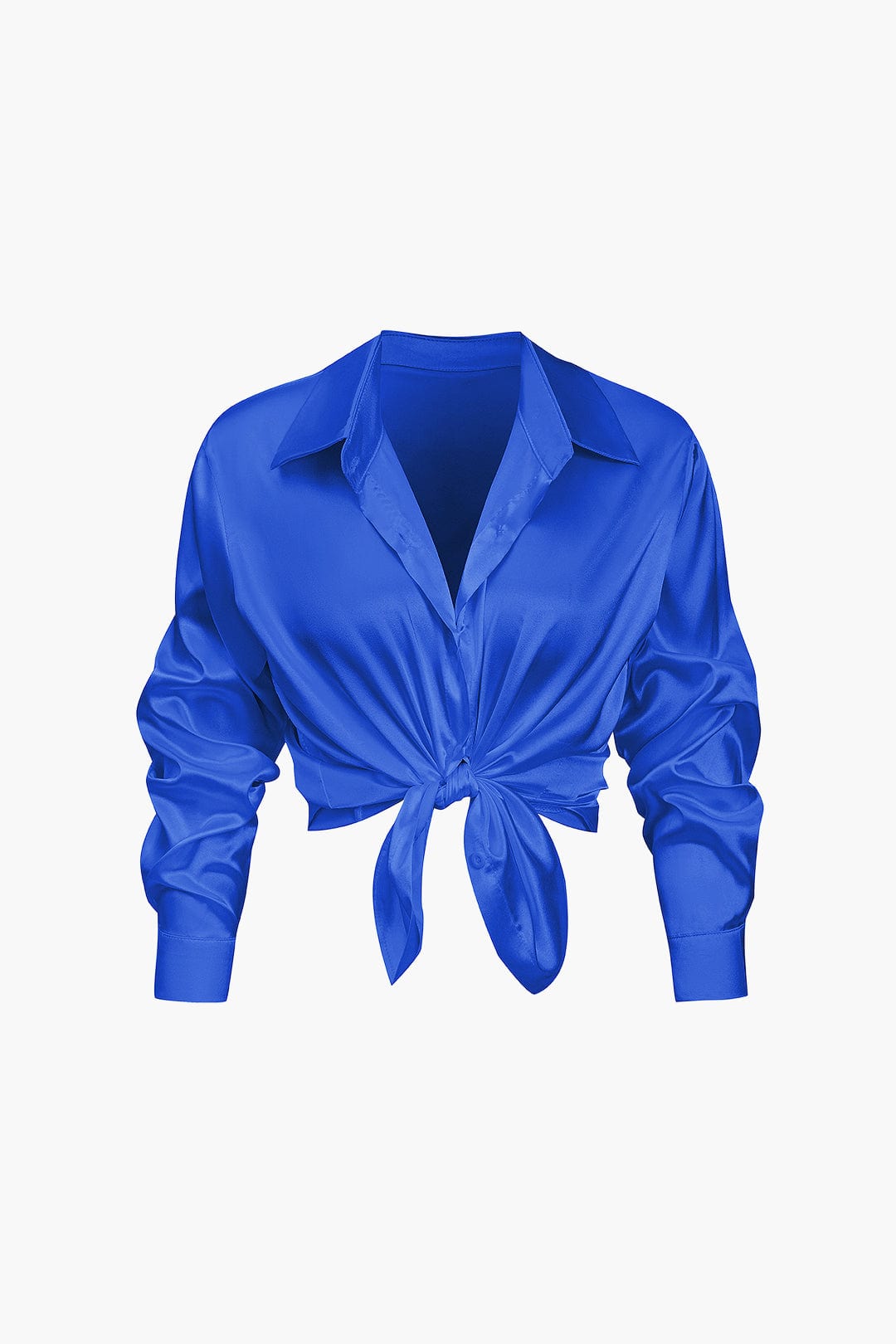 Damen Bluse | Langarm mit Kragen und Frontbindung