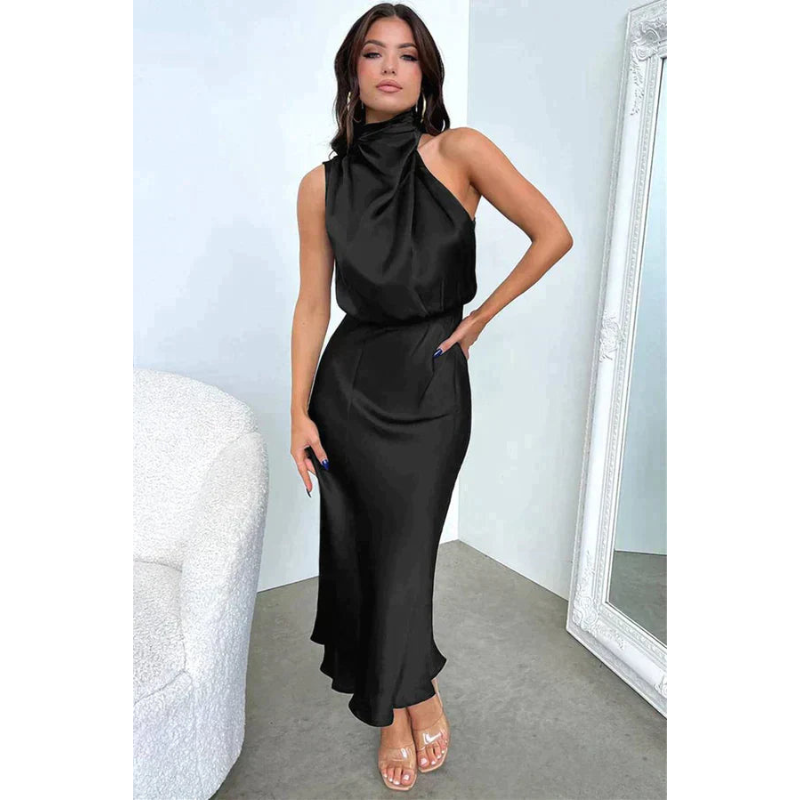 Damenkleid | Midi-Ausführung mit Halfter-Halsausschnitt