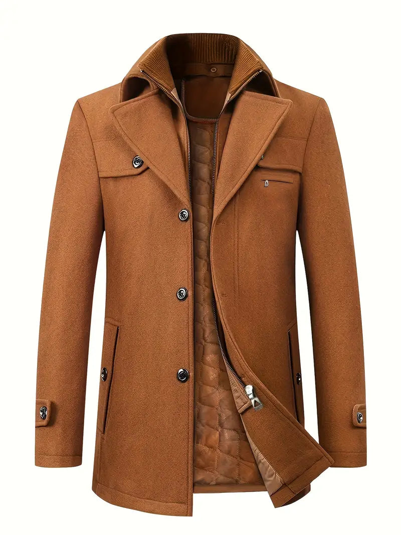Herren Jacke | Knopfleiste mit Reißverschluss und Stehkragen