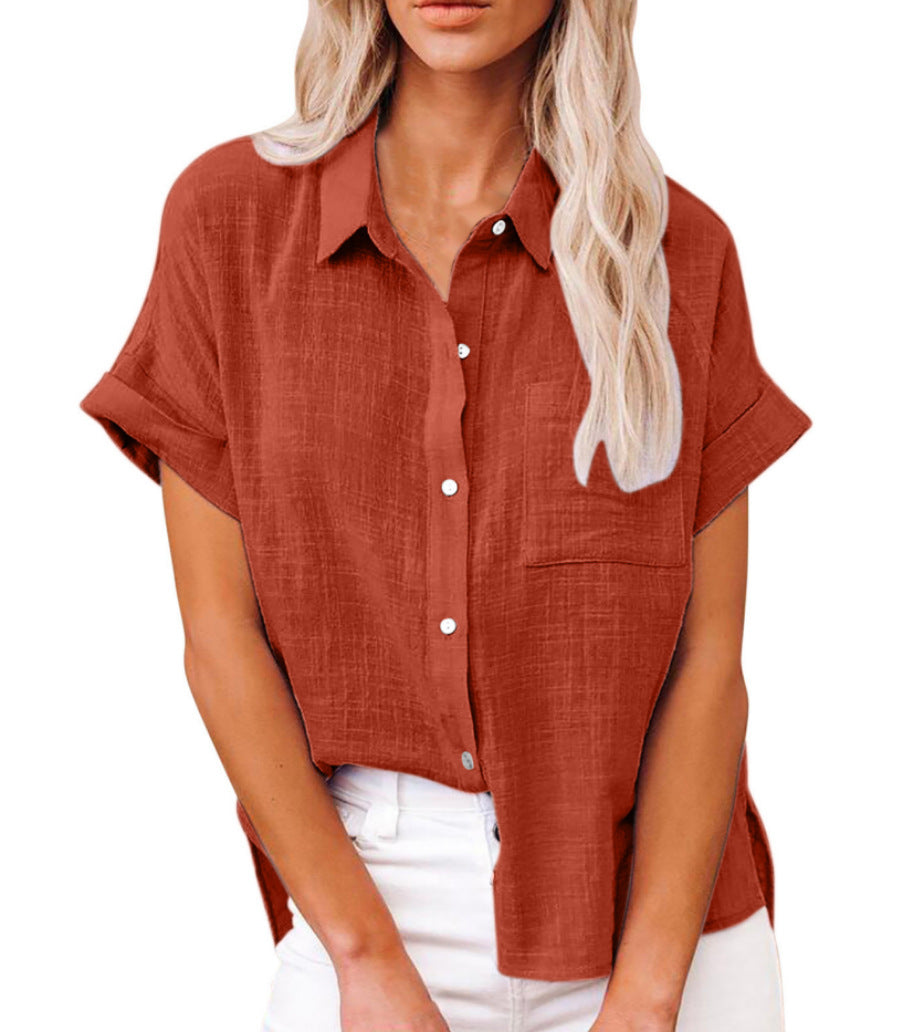 Damen Bluse | Knopfleiste mit Kragen und Brusttasche