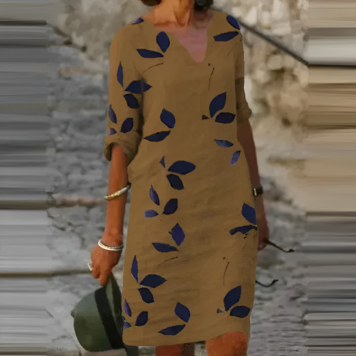 Kleid Damen | V-Ausschnitt mit kurzen Ärmeln