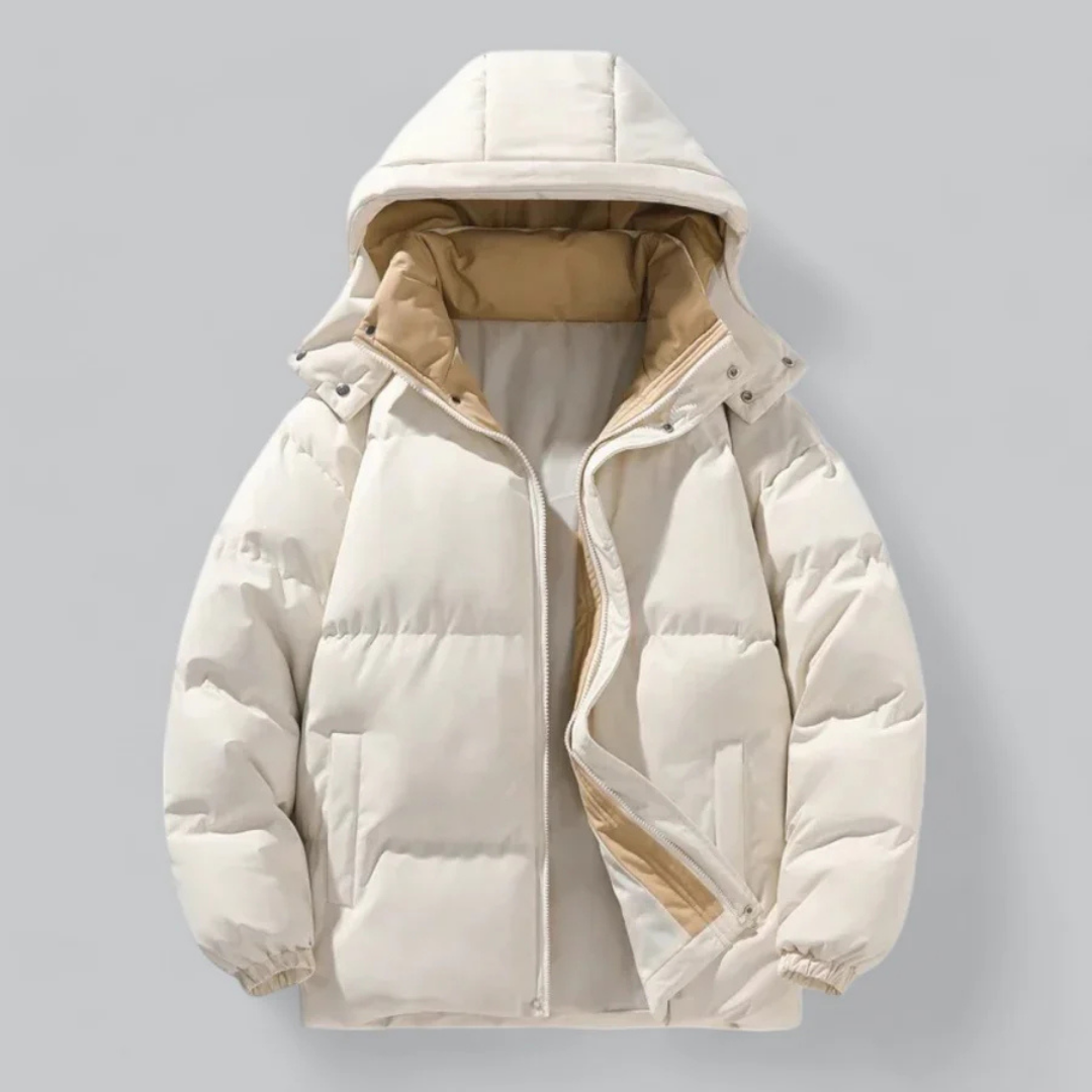Herren Jacke Puffer | Kapuze und durchgehende Reißverschlusslösung