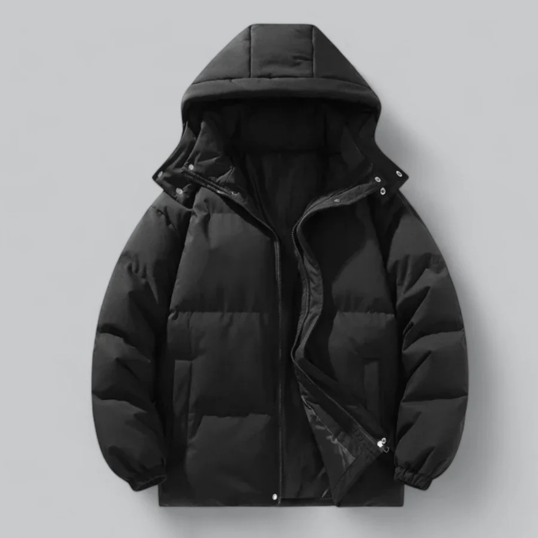 Herren Jacke Puffer | Kapuze und durchgehende Reißverschlusslösung