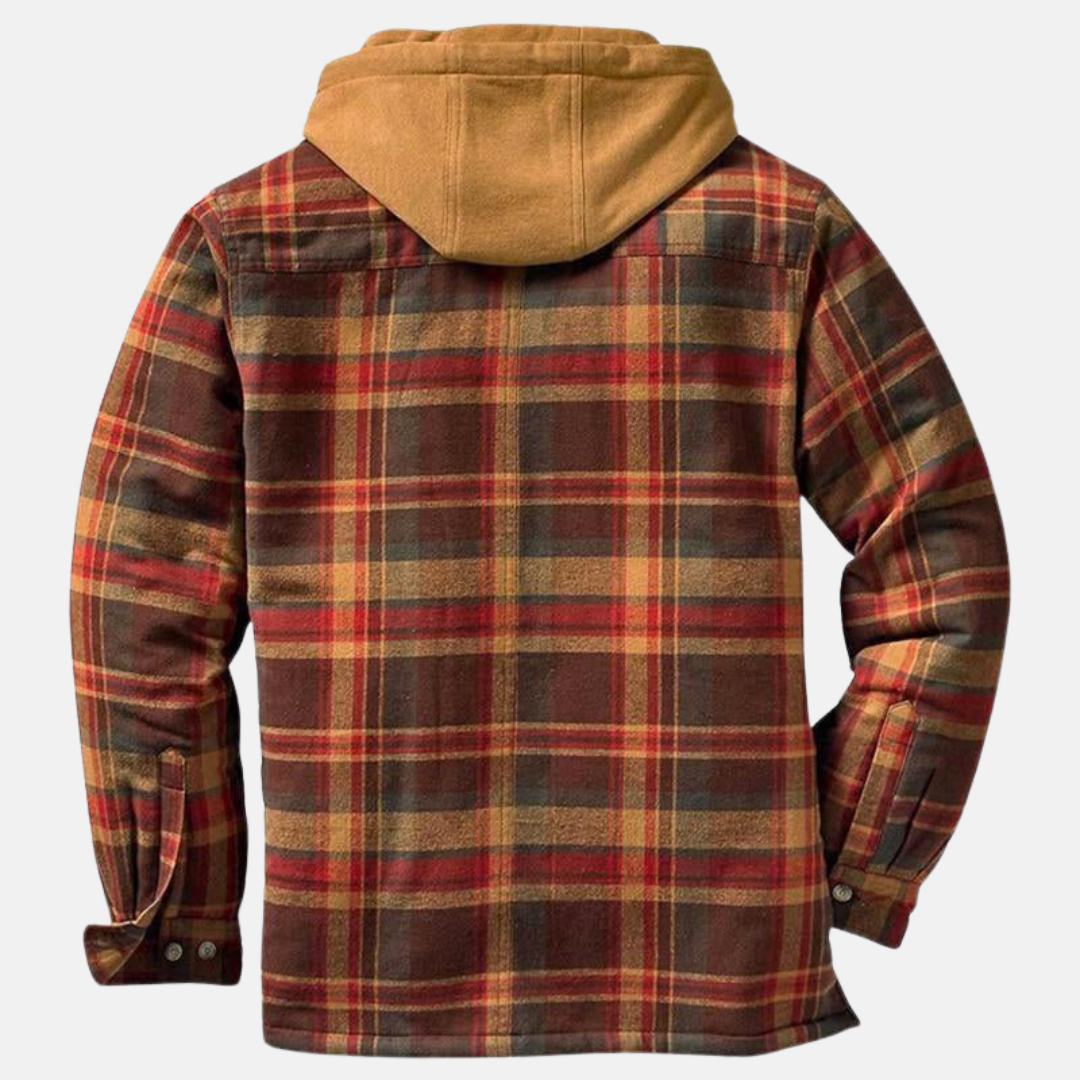 Herren Hemdjacke | Karostruktur mit Kapuze und Knopfleiste