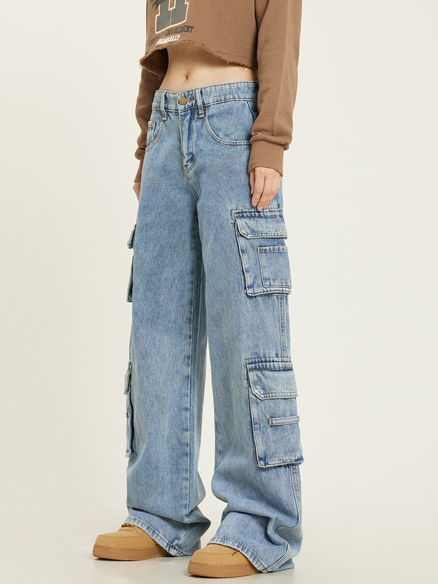 Damen Jeans | Hohe Taille mit mehreren Seitentaschen