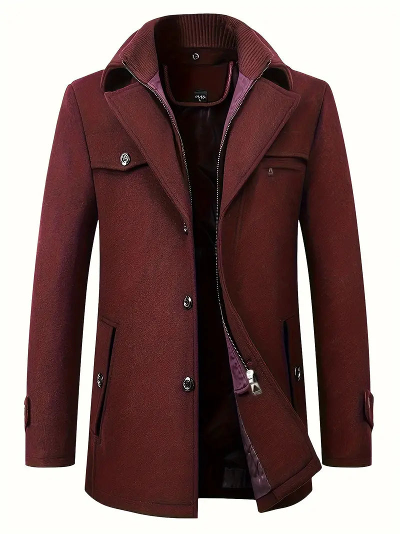 Herren Jacke | Knopfleiste mit Reißverschluss und Stehkragen
